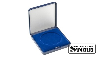 Case with blue insert for coins / coin capsules with outer diameter up to 50 mm