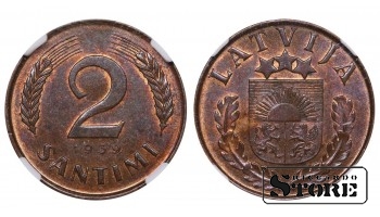 Läti, 2 santīmi, 1939 aasta, NGC, MS 63 BN