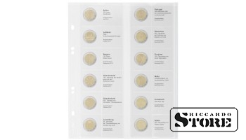 Illustrated sheets of the Multi Collect system for storing 2 euro coins: Italy July 2014 — Italy December 2014