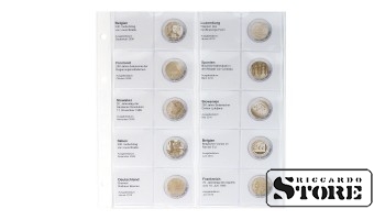 Illustrated karat sheet for chronological placement of 2 euro commemorative coins: Belgium 2009 – France 2010.