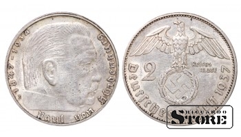 1937 ГЕРМАНИЯ (ТРЕТИЙ РЕЙХ), СЕРЕБРО 2 РЕЙХСМАРКИ E - МУЛЬДЕНХАТТЕН KM# 93 #G2123
