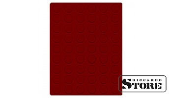 Dark red velour tray 2709E with round compartments of 26.75 mm diameter. Perfect for storing medium-sized coins, medals, and tokens.