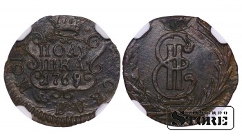 Vene Impeerium, Siber, 1 pooluška, 1769. aasta, KM, NGC AU DETAILS, Katariina II