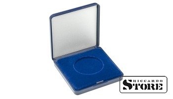 Elegant case with blue tray designed for storing coins or coin capsules with an outer diameter of up to 40 mm. A perfect solution for displaying and securely keeping your collection.