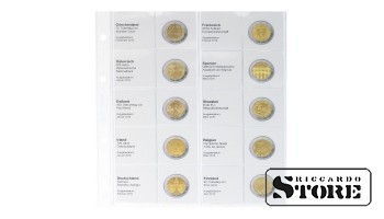 Illustrated karat sheet for holding 2-euro commemorative coins: Greece January 2016 – Finland April 2016.