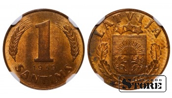 Läti, 1 santims, 1939. aasta, NGC MS 63 RB