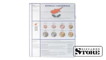 Illustrated sheet from the "EURO COLLECTION" series: 3 sets of euro coins — Cyprus