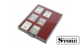 Collectible box in RAUCHGLAS modification with 3 compartments and the possibility to divide into smaller cells, size 65x280x29 mm.