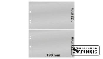 Universal numismatic sheets for the Multi Collect system with 2 pockets (122 mm), transparent. Pack of 10 sheets.