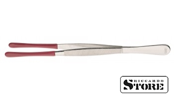 Nickel-plated numismatic tweezers, 120 mm, with protective coating on tips