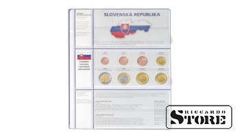 Illustrated sheet of the "EURO COLLECTION" series: 3 sets of euro coins Slovakia.