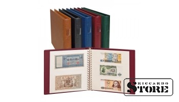 LINDNER banknote album in cherry color with white interleaves.