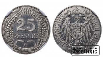 Saksamaa, 25 pfennigit, 1912. aasta, A, nikkel, NGC PF 66