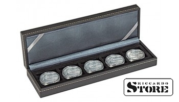 Numismatic case NERA S with 5 square compartments for coins/coin capsules with outer diameter up to 40 mm