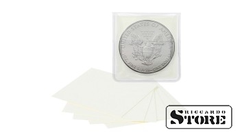 Transparent thick polymer film coin bags, set with coin subscription cards