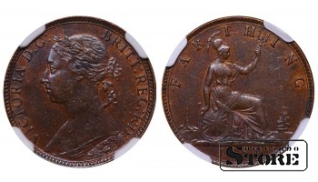 Ühendkuningriik, 1 Farthing, 1881 aasta, pronks, NGC, AU 55 BN