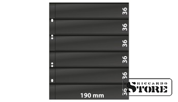Numismatic sheets of the Multi Collect system with 6 pockets (36 mm), black color, pack of 10 sheets