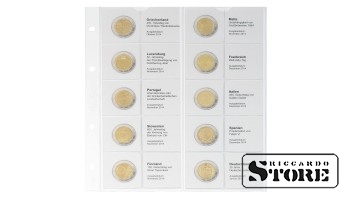 Illustrated karat sheet for chronological storage of 2-euro commemorative coins: Greece October 2014 – Germany January 2015.