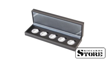 Numismatic case NERA S designed to hold 5 ten-euro coins in coin capsules. Capsules are included for secure protection of each coin. Perfect for euro collectors.
