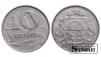 1922 Latvia First Republic (1922 - 1940) Coin Coinage Standard 10 Santimu KM#4 #LV467