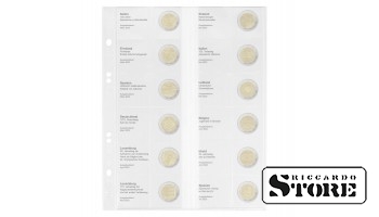 Illustrated Multi Collect system sheet for storing 2-euro commemorative coins: Italy 2023 – Spain 2023.