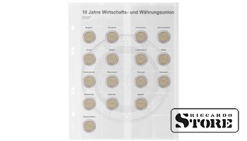 Illustrated sheets of the Multi Collect system for placing 2 euro coins: joint issue “10 Years of EWS”