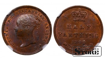 Suurbritannia, ½ farthing, 1844. aasta, NGC MS 62 BN