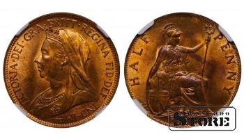 Suurbritannia, ½ penni, 1901. aasta, NGC MS 63 RB