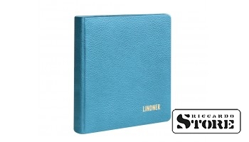 Karat leather ring binder, empty, blue color.