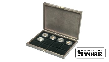 CARUS XM naturaalpuust karp 12 ruudukujulise lahtriga müntidele/mündikapslitele kuni 52 mm välisläbimõõduga