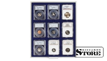 Numismatic box in MARINE modification for holding 9 slabbed coins sized 63x85 mm from American grading companies